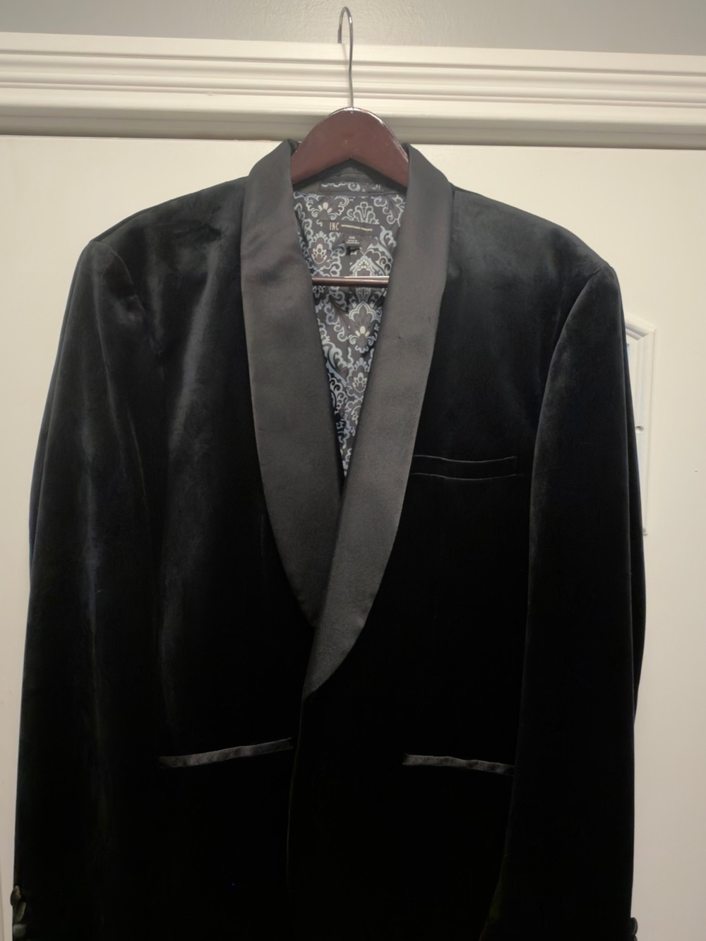 INC International Concepts Black Velvet Shawl Lapel Blazer